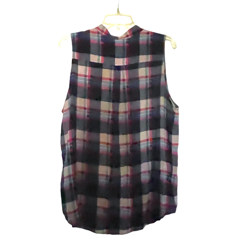 Fun 2 Fun Woman’s ModCloth Vintage Plaid Sleeveless Button Up Collared Blouse - Picture 4 of 10